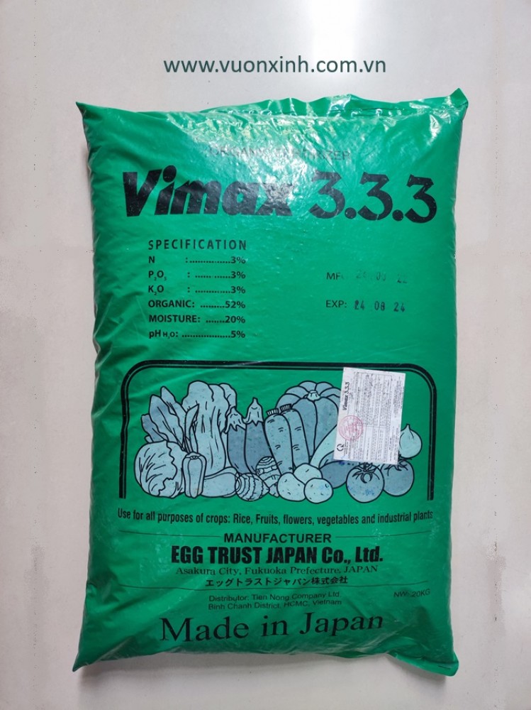 Phân hữu cơ Vimax 3.3.3 Bao 20 KG